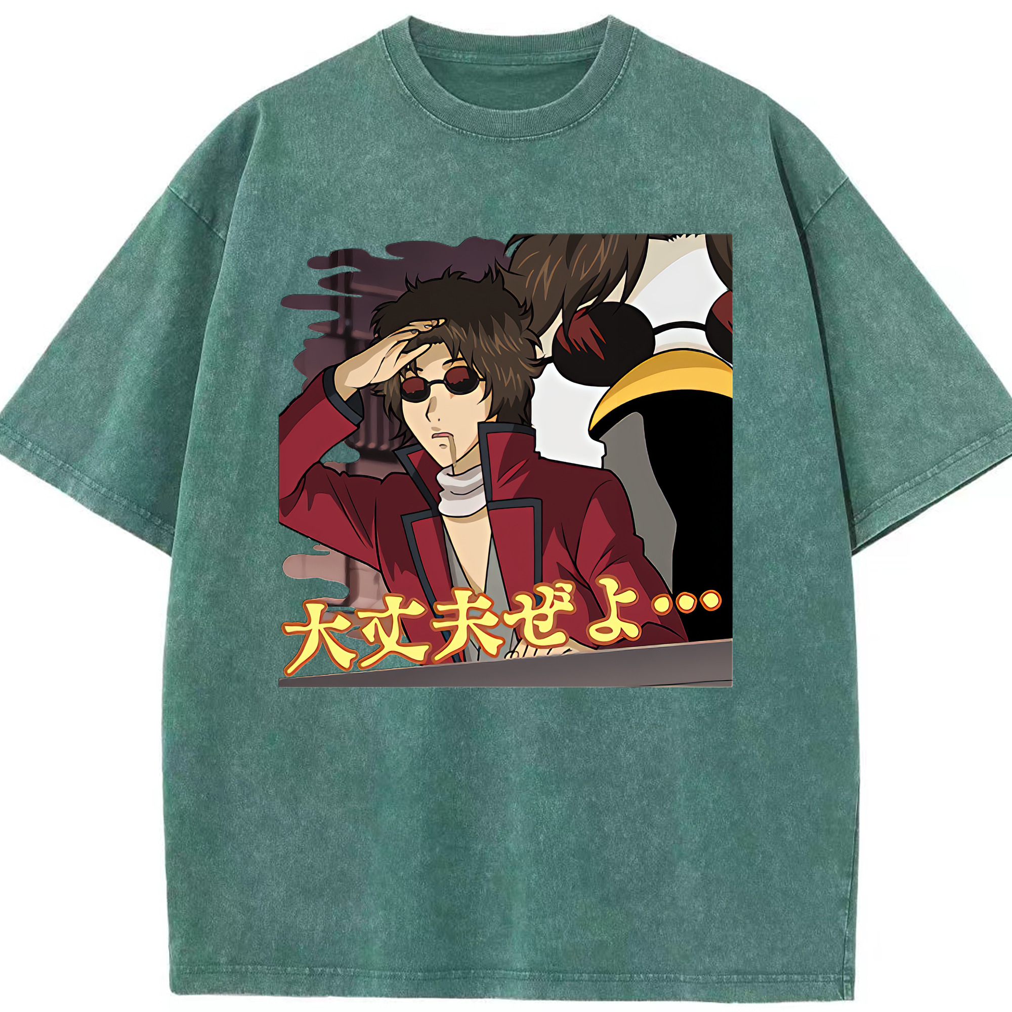 （画像用） ぎんたま 坂田銀時（さかたぎんとき） 神楽 志村新八（しむら しんぱち） GINTAMA Sakata Gintoki Kagura Shimura Shinpachi 綿100% ヴィンテージ風 半袖Tシャツ（フロントプリント）
